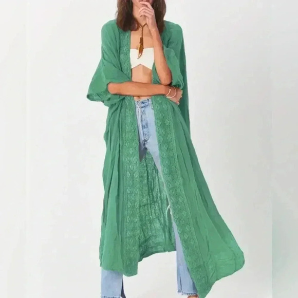 NWT Long Green Open Kimono OSFM - Picture 1 of 5